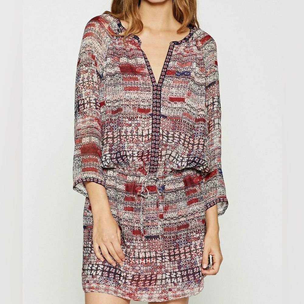 Joie NWOT Aili Split Neck Silk Lined Medina Mauve Tie Dress